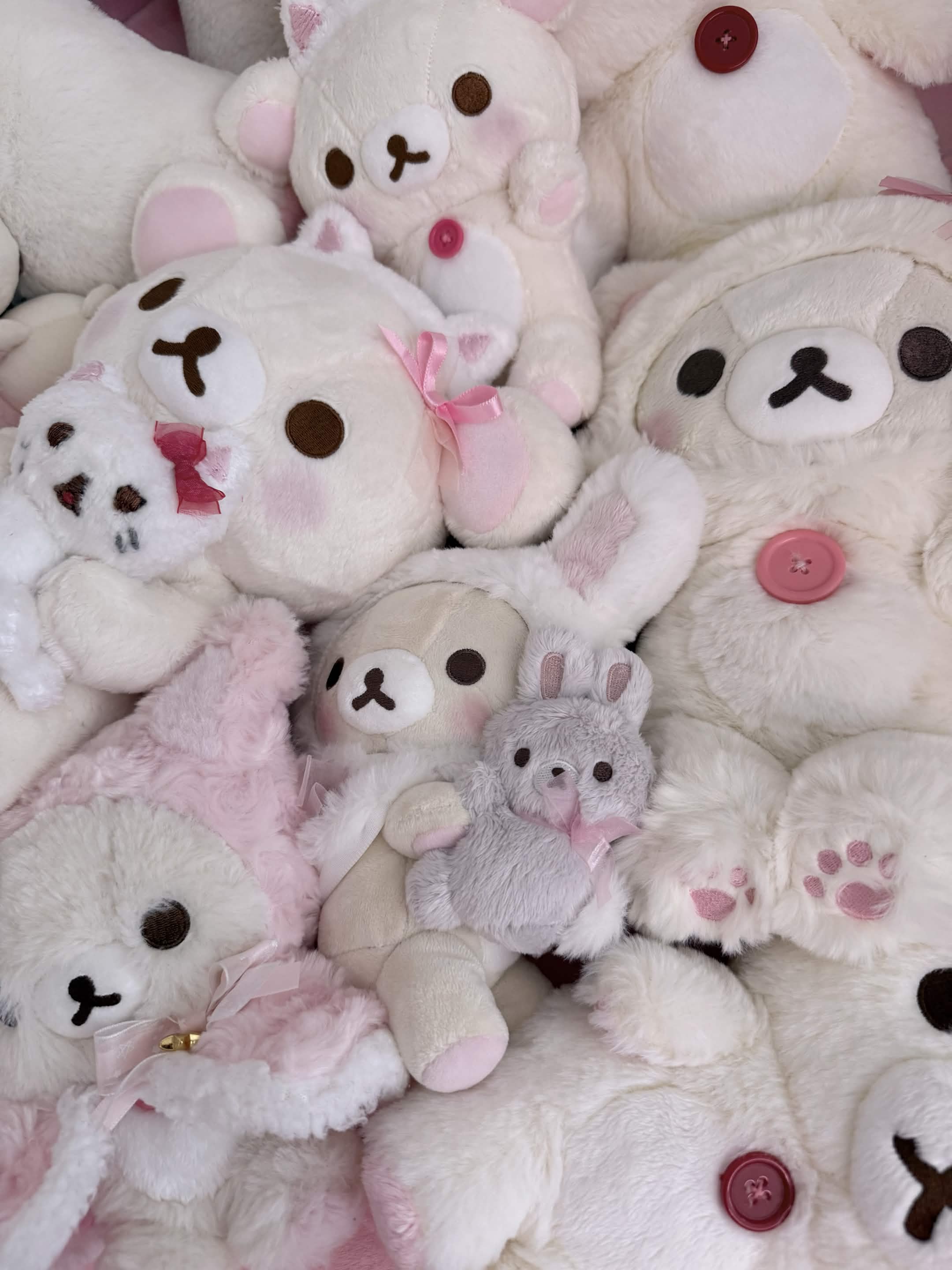San-X plushies in a collection display